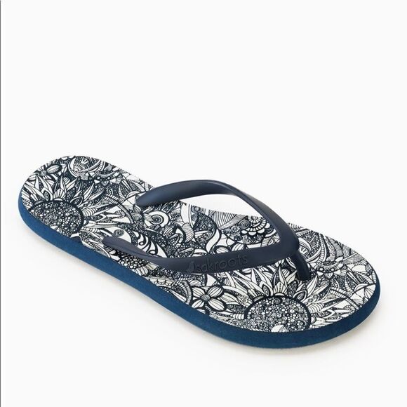 Sakroots Navy Spirit Desert Encore Flip Flops Sandals - Picture 3 of 5